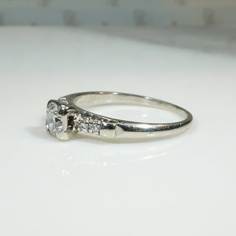 Classic 1940s Diamond Engagement Ring in White Gold