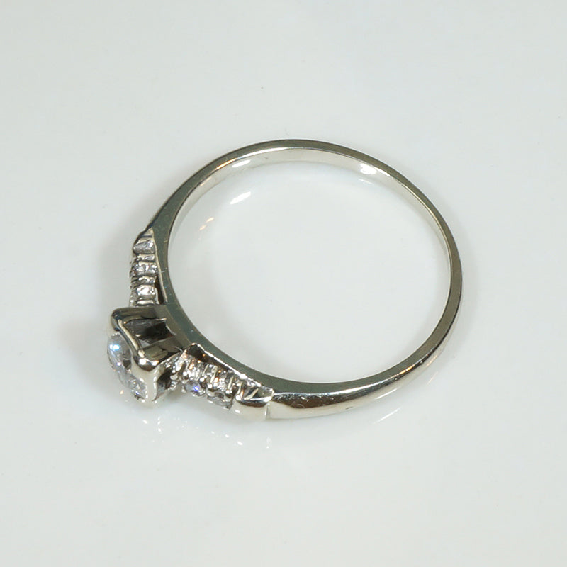 Classic 1940s Diamond Engagement Ring in White Gold
