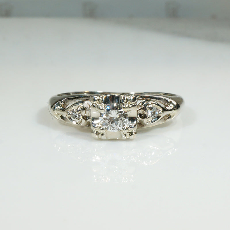 Sweet Heart Diamond & White Gold Engagement Ring