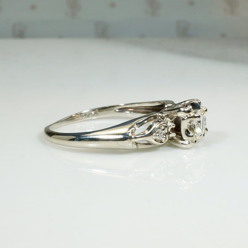 Sweet Heart Diamond & White Gold Engagement Ring
