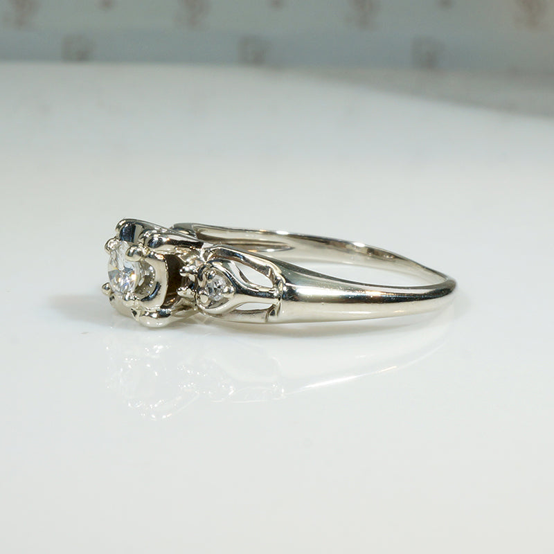 Sweet Heart Diamond & White Gold Engagement Ring