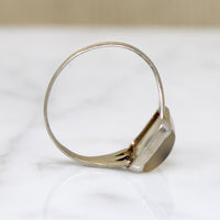 Black Spot Picture Agate in White Gold Ring