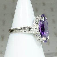 Decadent Amethyst Marquise in Engraved Deco Ring