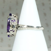 Decadent Amethyst Marquise in Engraved Deco Ring