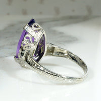Decadent Amethyst Marquise in Engraved Deco Ring