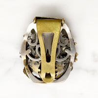 Elaborate Edwardian Dress Clip with Brass Violets