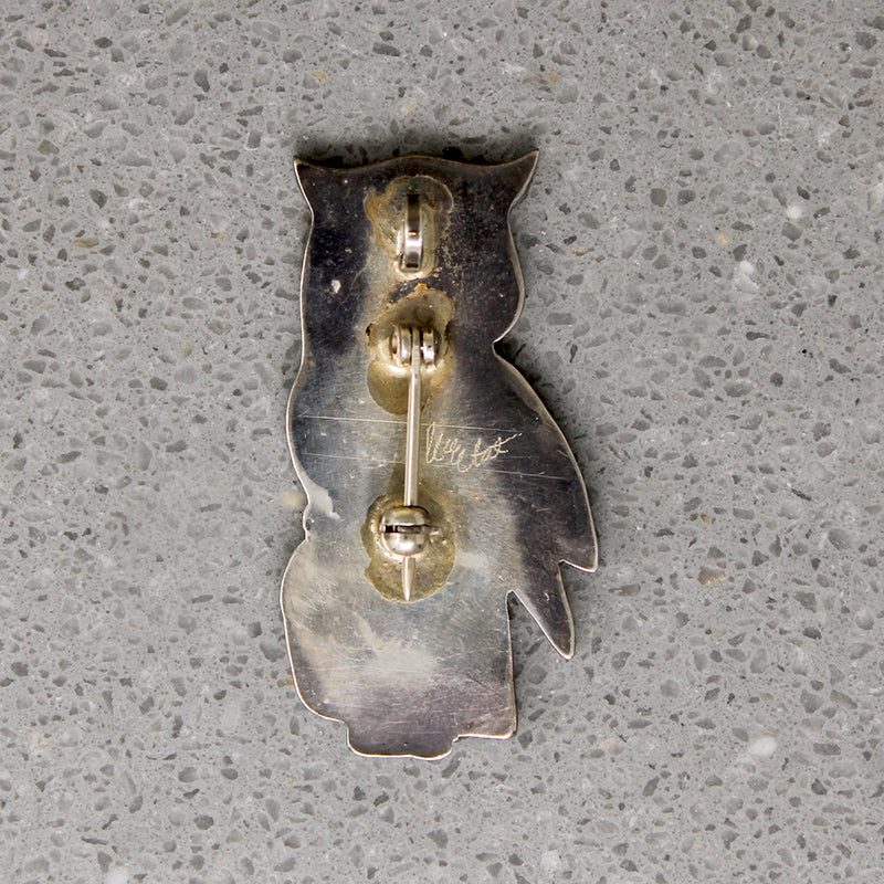 Zuni Inlay Great Horned Owl Brooch