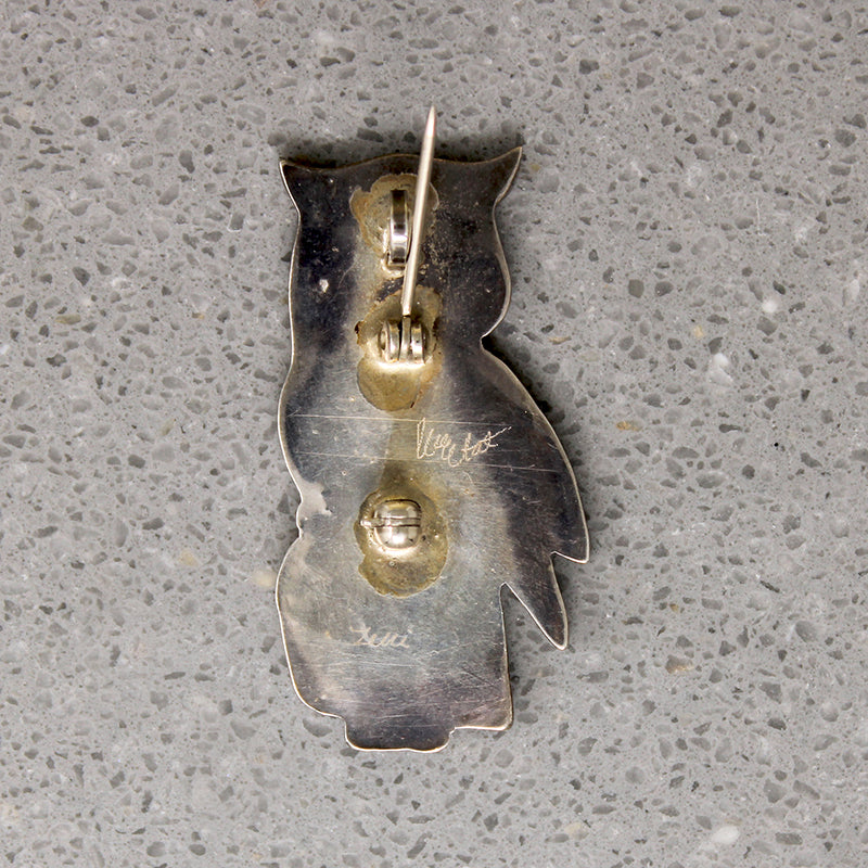 Zuni Inlay Great Horned Owl Brooch