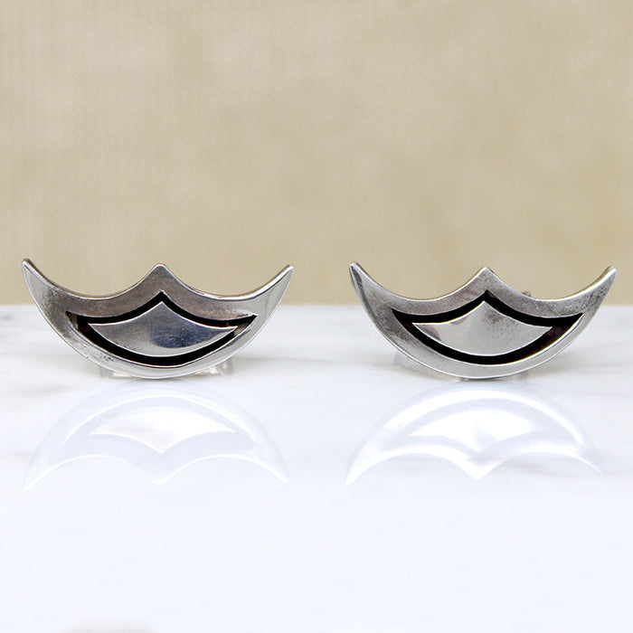 Handsome Scalloped Moon Sterling Cufflinks