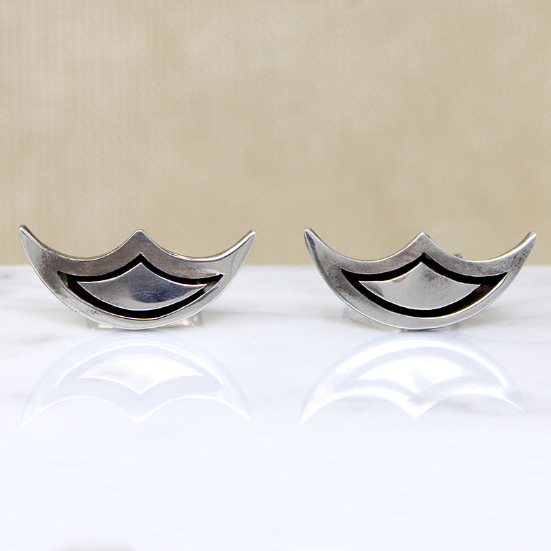 Handsome Scalloped Moon Sterling Cufflinks