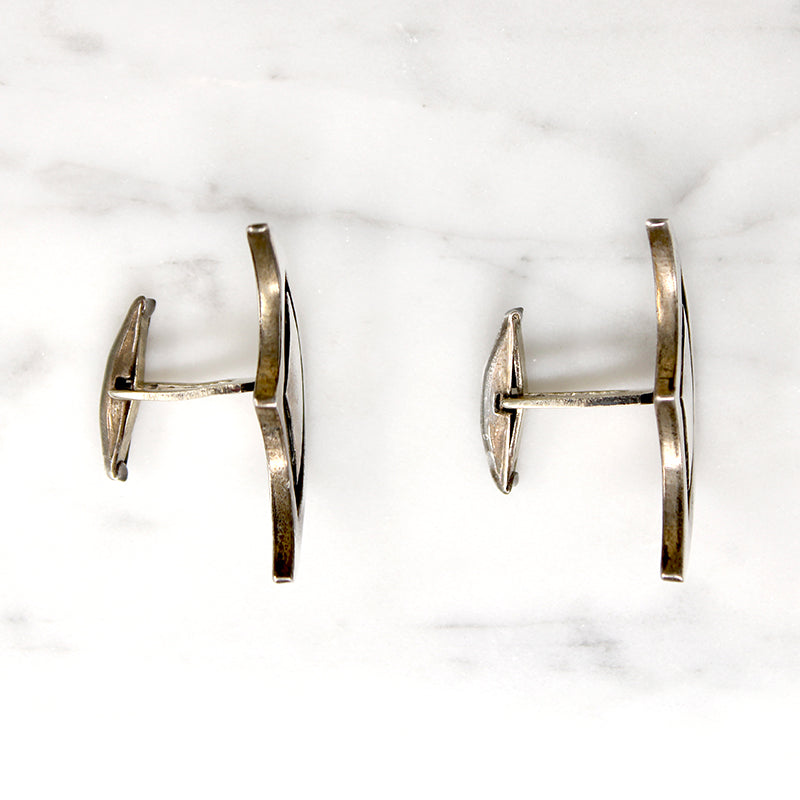 Handsome Scalloped Moon Sterling Cufflinks