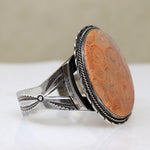 Petrified Coral Hand Made Sterling Cuff Bracelet