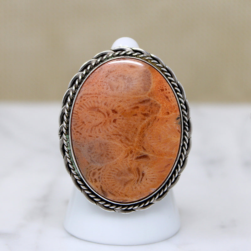 Petrified Coral in Glorious Sterling Silver Statement Ring