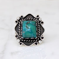 Highly Detailed Turquoise & Sterling Overlay Ring