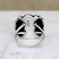 Highly Detailed Turquoise & Sterling Overlay Ring