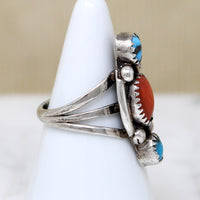 Bright Coral & Turquoise in Sterling Ring