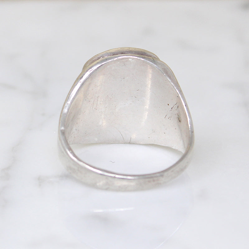 Chunky Modernist Men's Turquoise & Coral Ring