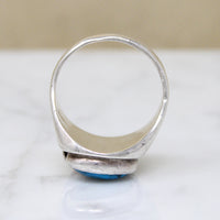 Chunky Modernist Men's Turquoise & Coral Ring
