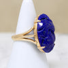 Striking Carved Lapis in Gold Cocktail Ring