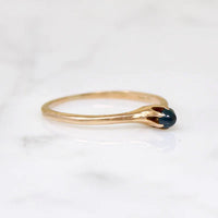 Dainty Sapphire Cabochon in Edwardian Solitaire Ring