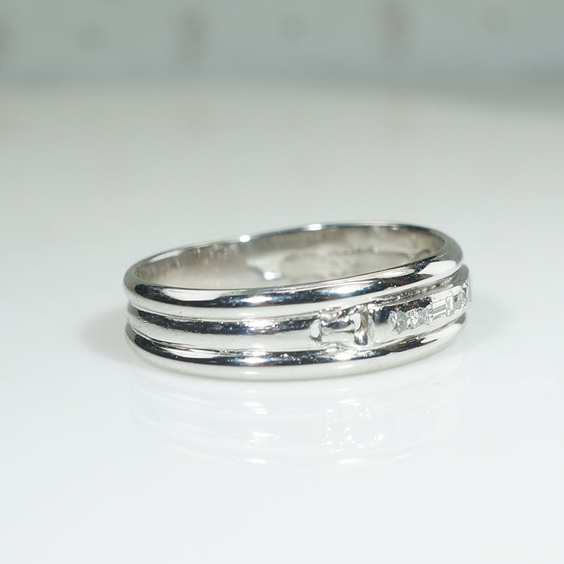 Swanky Round & Baguette Diamond White Metal Band