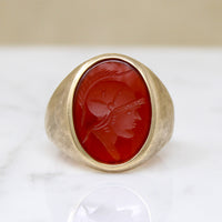 Classic 1970s Roman Soldier Intaglio Signet Ring