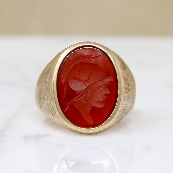 Classic 1970s Roman Soldier Intaglio Signet Ring