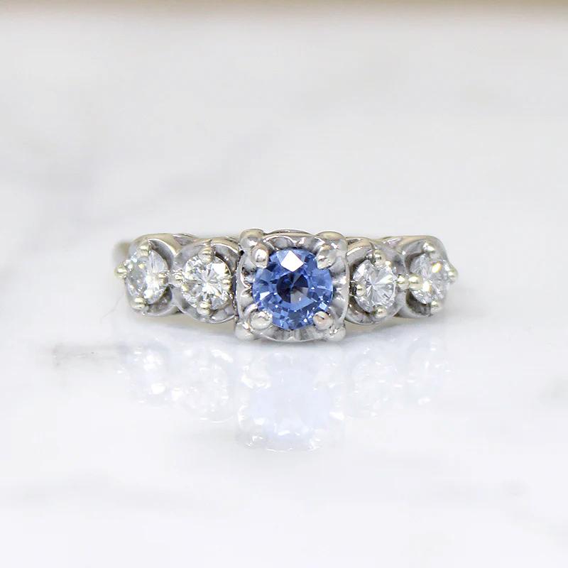 Cornflower Blue Sapphire & Diamond Engagement Ring