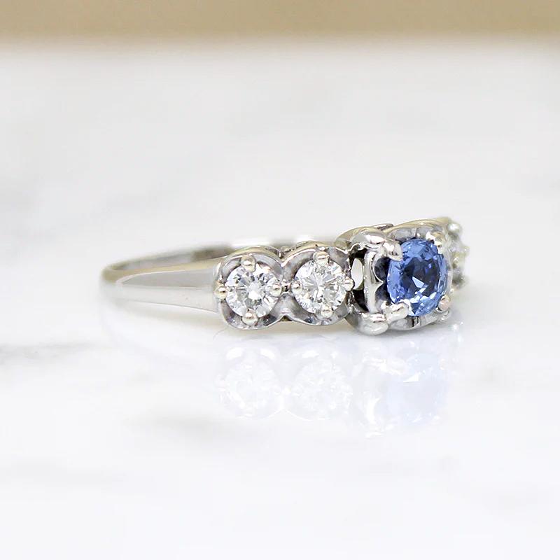 Cornflower Blue Sapphire & Diamond Engagement Ring