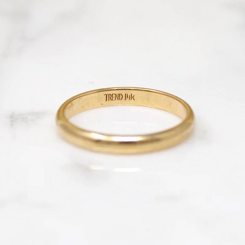 Slim "Trend" 14k Gold Half Round Band