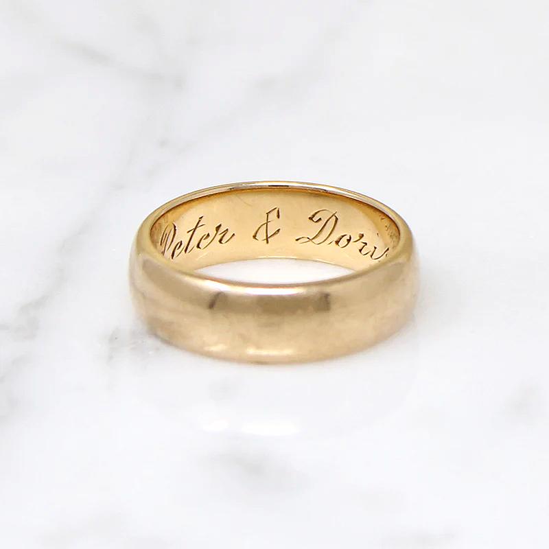 Mid Century Half Round 5.7mm Wide Gold Band