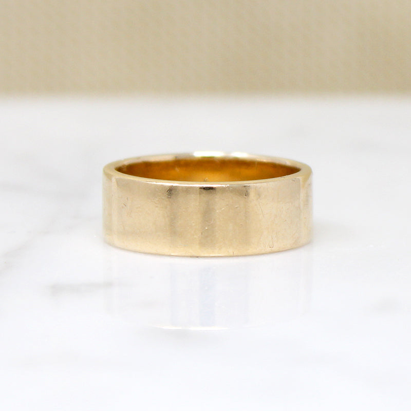 Wide 14k Gold Flat Band with Gravitas