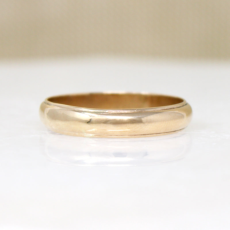 Size 13.75 Half Round Stepped Edge Gold Band