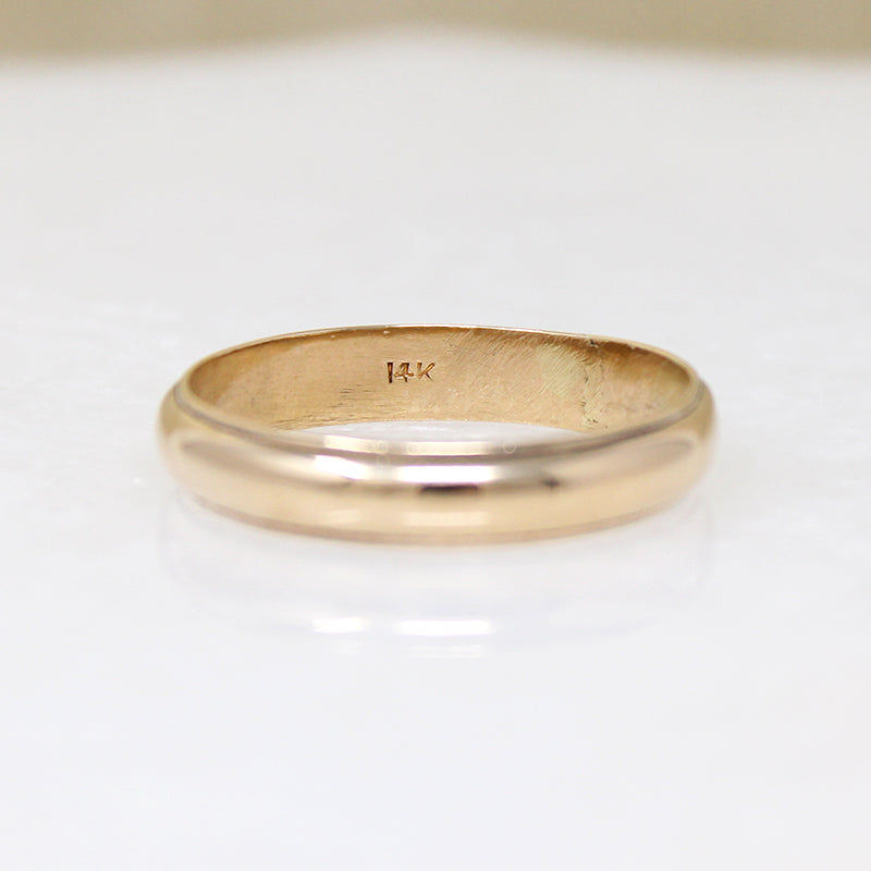 Size 13.75 Half Round Stepped Edge Gold Band