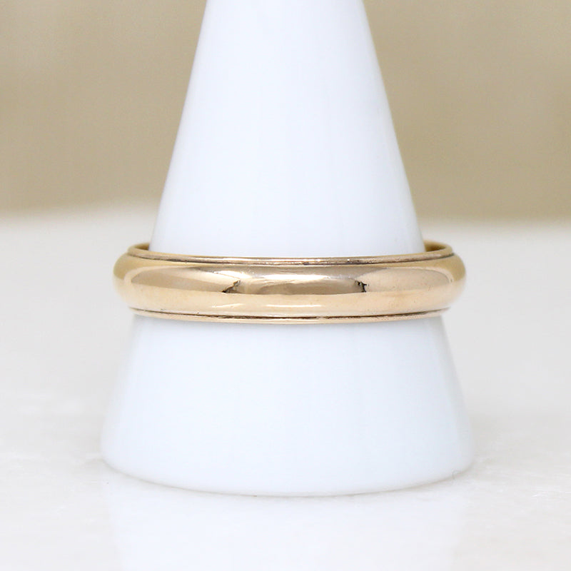 Size 13.75 Half Round Stepped Edge Gold Band