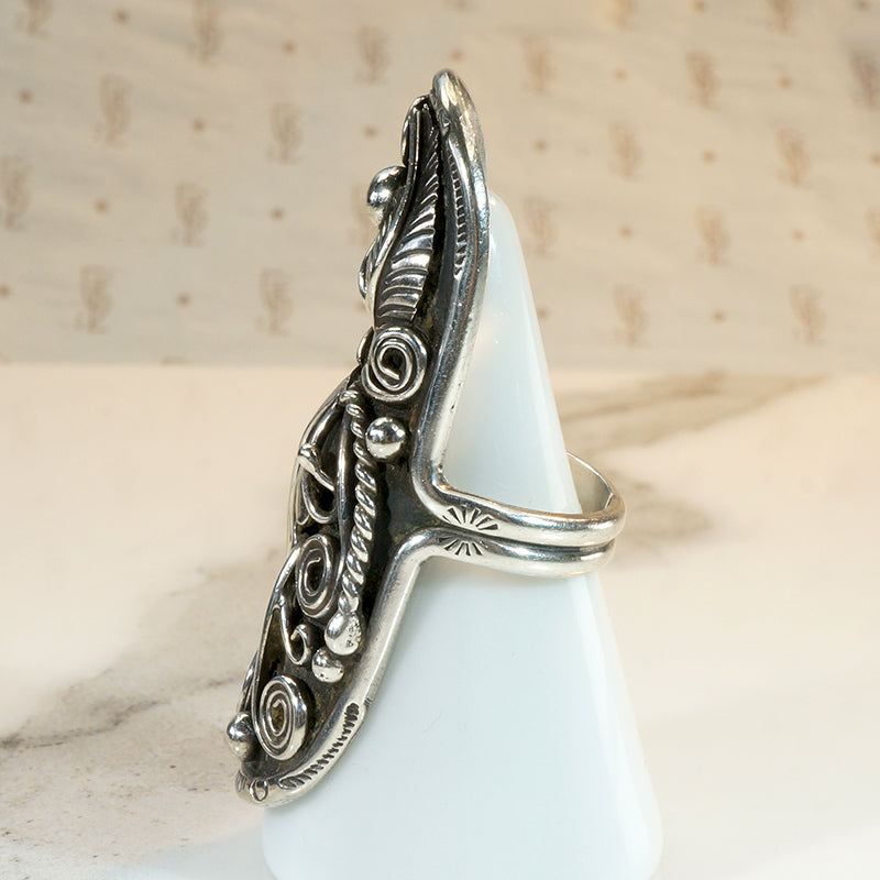 Stunning Sterling Shield-Shaped Statement Ring