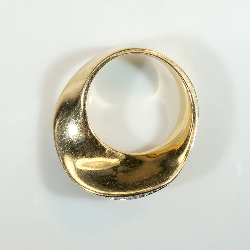 Playful Modernist Twist Band with Diamond Pavé
