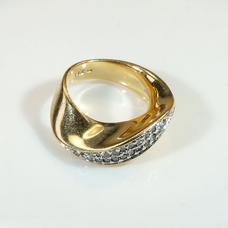 Playful Modernist Twist Band with Diamond Pavé