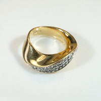 Playful Modernist Twist Band with Diamond Pavé