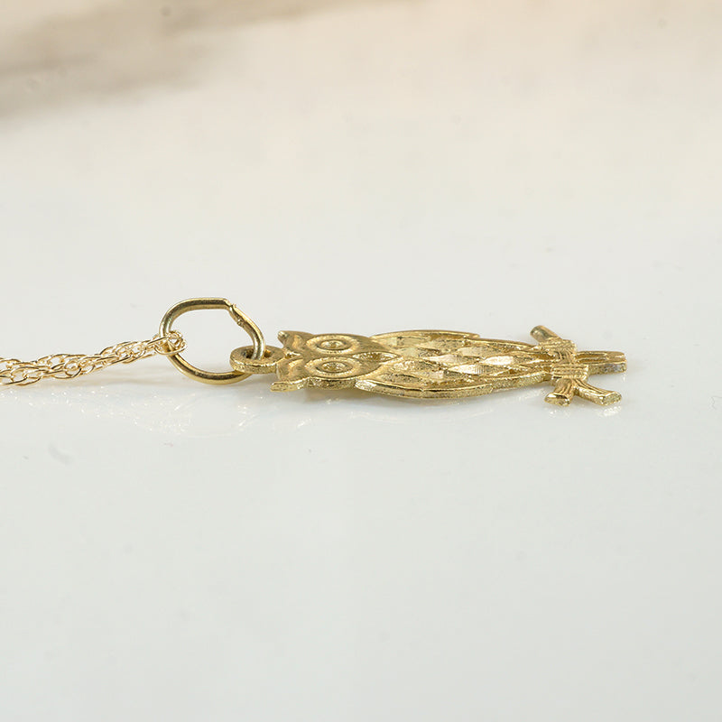 Darling 14k Gold Owl Charm Necklace