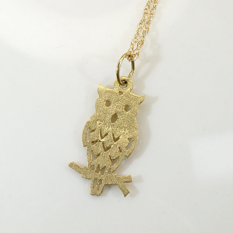 Darling 14k Gold Owl Charm Necklace
