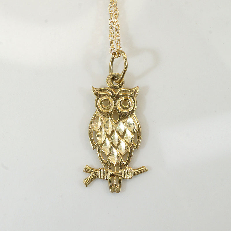 Darling 14k Gold Owl Charm Necklace