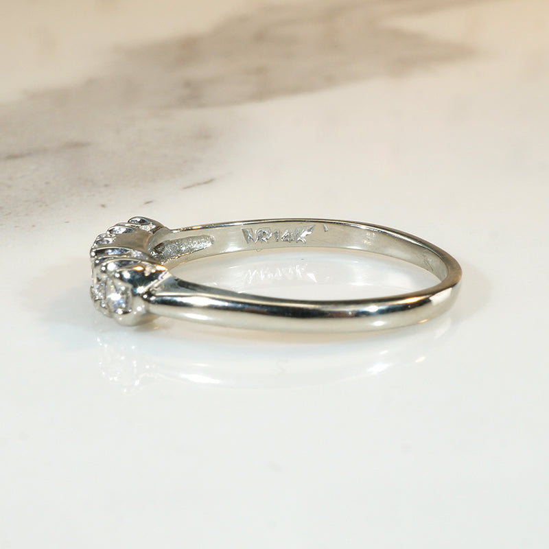 Mid-Century Five Diamond White Gold Band