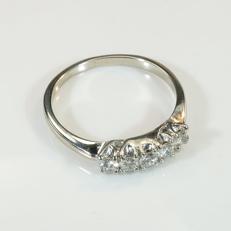 Mid-Century Five Diamond White Gold Band