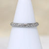 Lovely Engraved 18k White Gold Floral Band