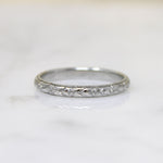Lovely Engraved 18k White Gold Floral Band