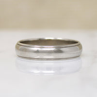 Handsome Size 10.5 White Gold Band with Stepped Edge