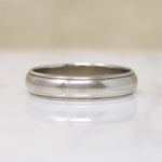 Handsome Size 10.5 White Gold Band with Stepped Edge