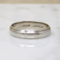 Handsome Size 10.5 White Gold Band with Stepped Edge