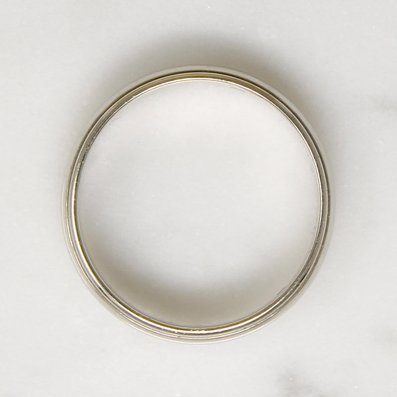 Handsome Size 10.5 White Gold Band with Stepped Edge